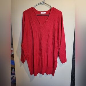Suzy Shier Bold Red V-Neck Sweater, Size XL